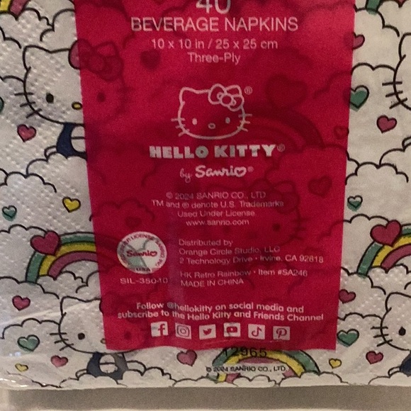 Hello Kitty Retro Rainbow cup & napkin set - Picture 6 of 6